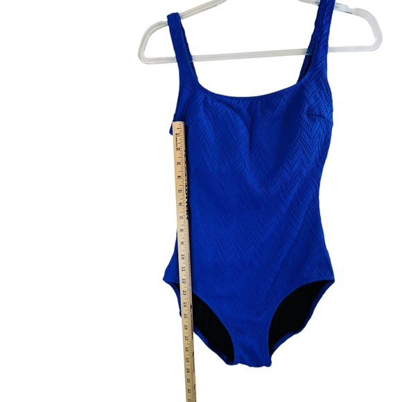 Gottex Sz 10 Royal Blue Textured Scoop Neck One‎ Piece Swimsuit Classic Fit - Picture 9 of 10